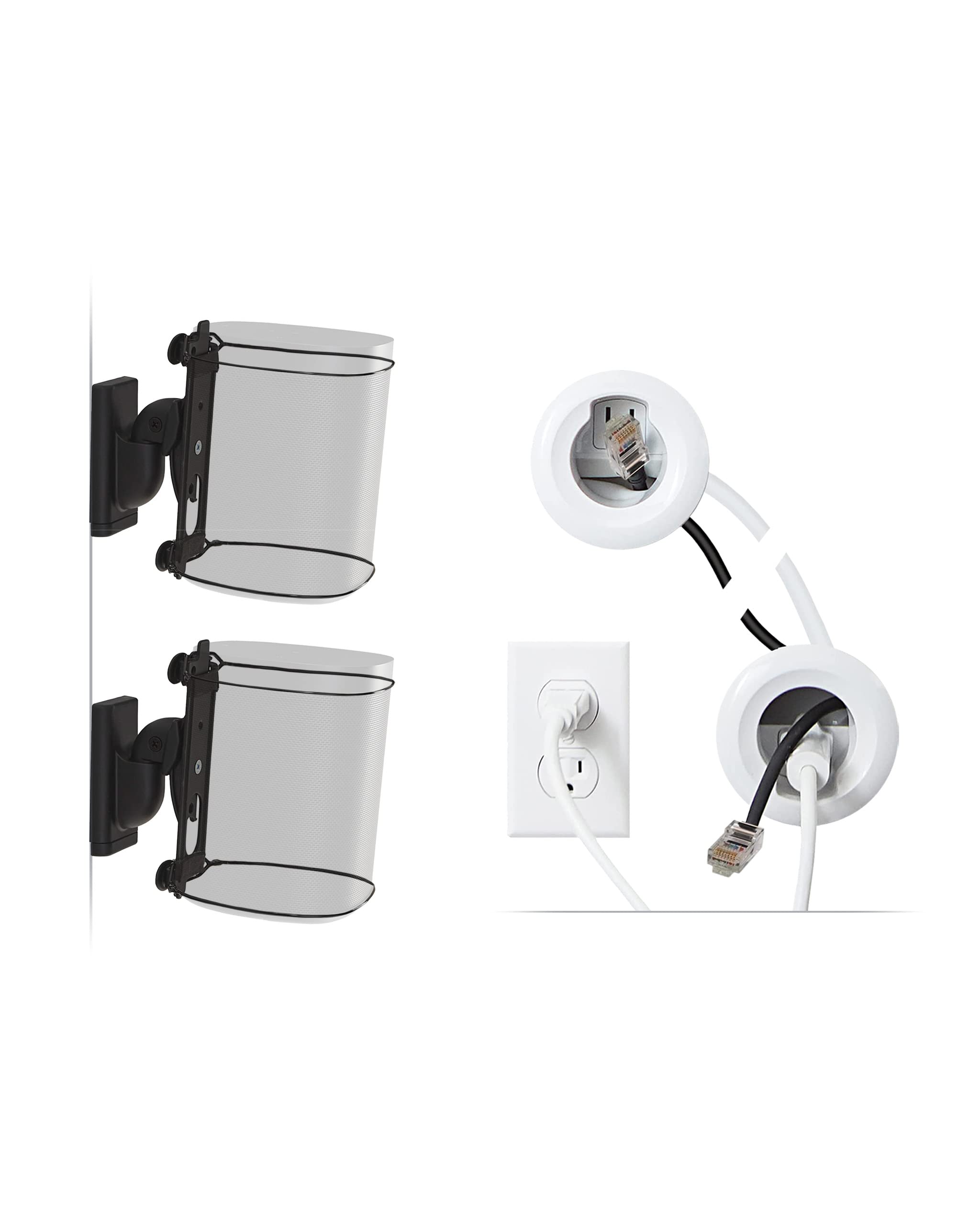Sanus Wireless Speaker Wall Mount for Sonos ONE, ONE SL, Play:1 & Play:3 - In-Wall Cable Management Kit | Home Theater & Surround Sound Setup