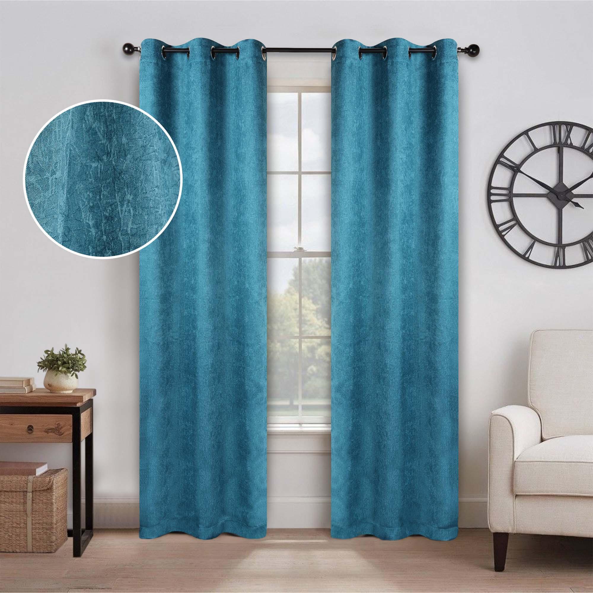 Blackout Thermal Insulated Grommet Curtain Panels Set - Solid Textured Fabric for Bedroom & Living Room - Noise Reducing & Light Blocking for Better Sleep & Privacy