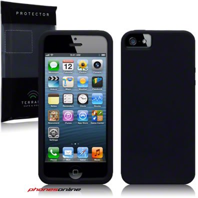 Apple iPhone 5 / 5S Black Silicone Case - Slim Protective Cover for Everyday Use, Travel & Work