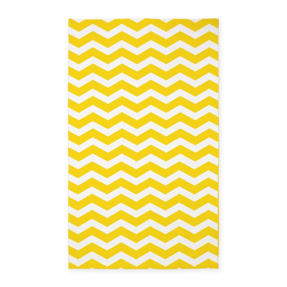 Yellow and White Chevron 3'X5' Decorative Area Rug - Soft Fabric Throw Rug for Living Room, Bedroom & Office - Home Decor Accent Rug for Modern Interior Design