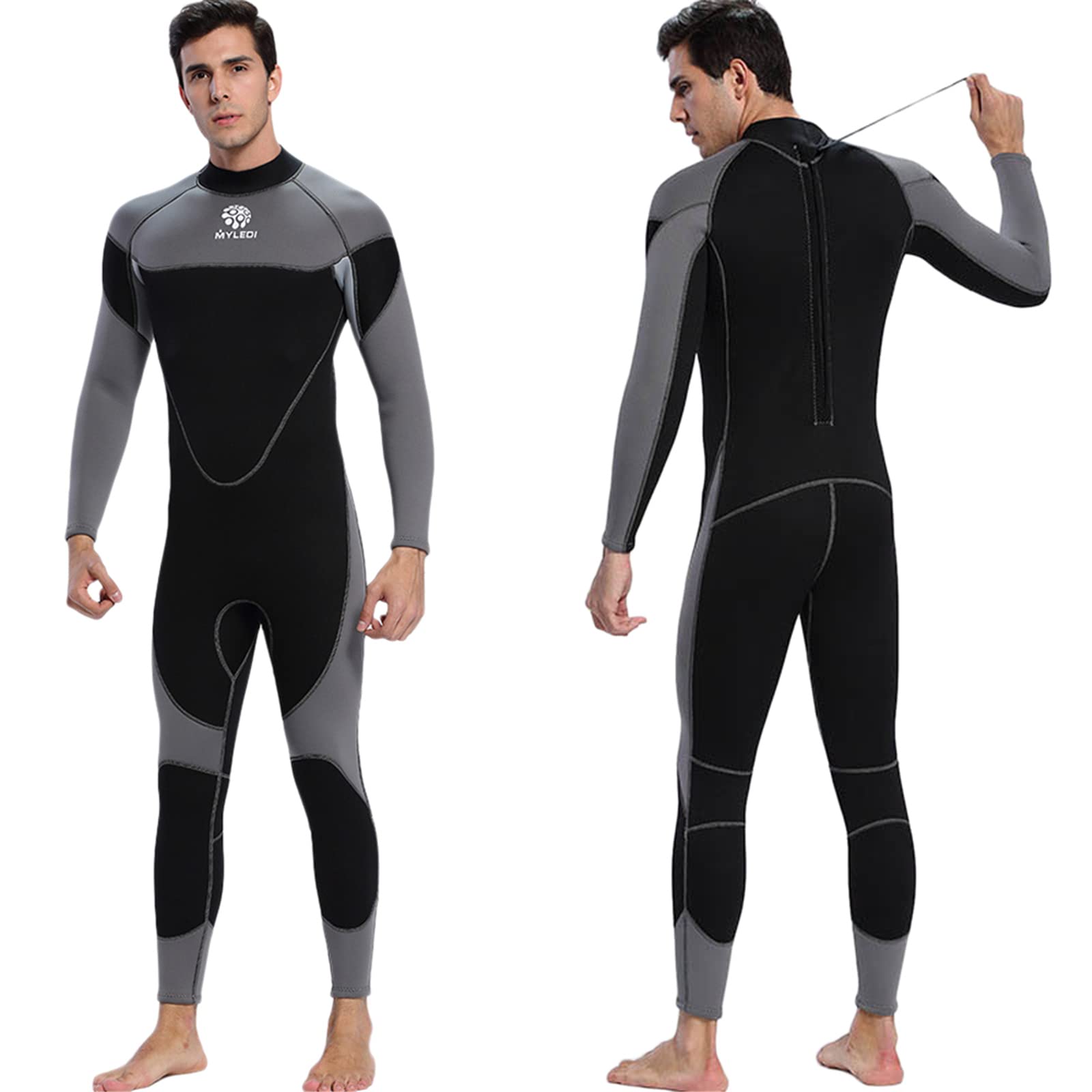 3mm Neoprene Full Body Wetsuit for Men - Back Zip Long Sleeve Scuba Diving Suit | Snorkeling, Surfing & Swimming Gear | Perfect for Ocean Adventures & Water Sports