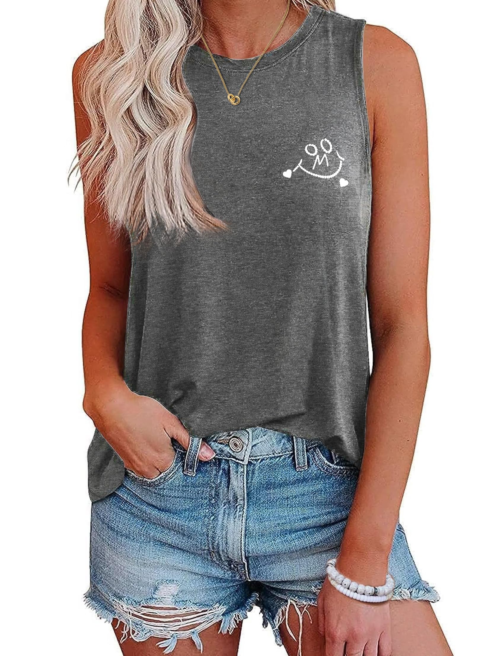 Terecey Women's Sport Tank Top Sleeveless Yoga Fitness Shirt with Round Neck for Running Gym Lightweight Workout Top Printed Casual S-XXL - Perfect for Yoga, Running, Gym & Everyday Wear