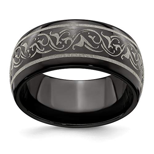 Edward Mirell Titanium Domed Laser Patterned 10mm Band Ring - Elegant Wedding, Engagement & Anniversary Jewelry for Women | Perfect Gift for Brides & Couples