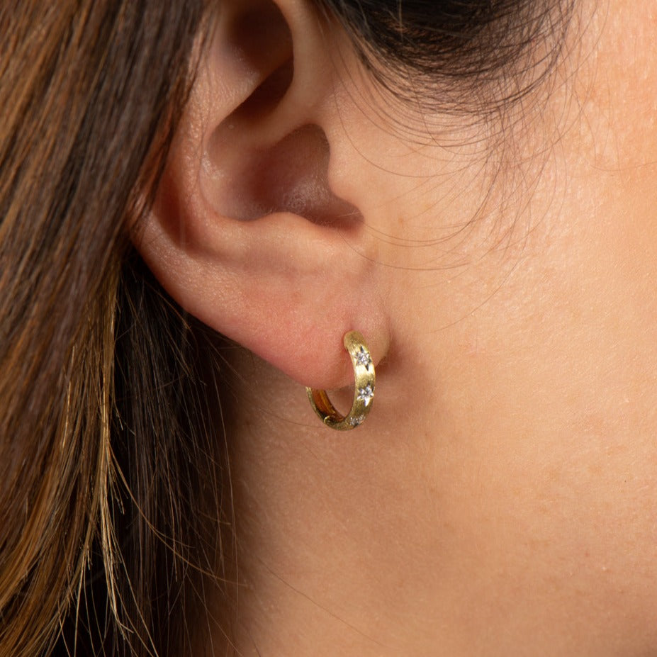 Jude Frances Ruth Diamond Star Hoop Earrings - 14K Gold Plated Dainty Star Stud Earrings for Women, Perfect for Everyday Wear, Parties & Gifts