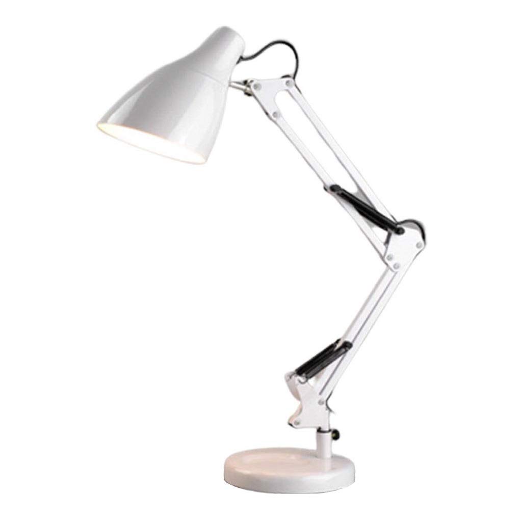 TOMYEUS Adjustable Swing Arm LED Desk Lamp - Eye-Caring Reading Light for Study, Office, Bedroom & Living Room | Dimmable Task Lighting for Nightstand, Computer Desk & Workspace (White)
