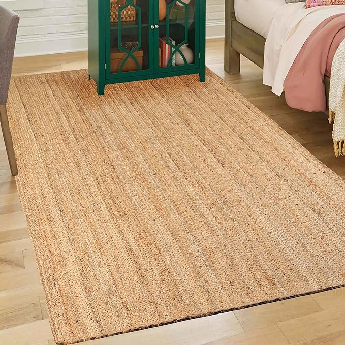Braided Jute Reversible Handwoven Rug - Natural Fiber Indoor/Outdoor Area Rug for Living Room, Bedroom, Patio & Deck - Eco-Friendly Home Decor