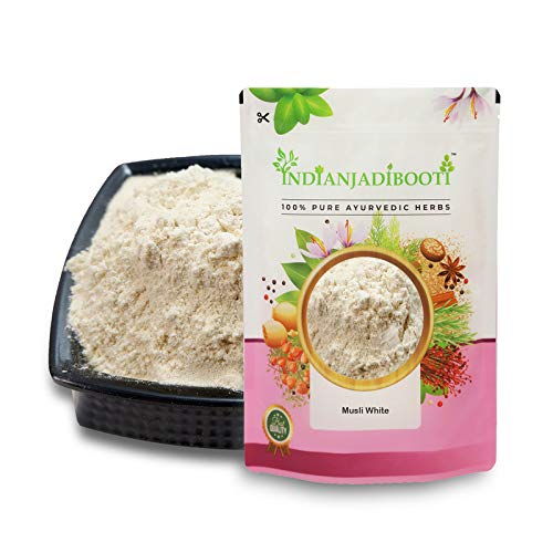 IndianJadiBooti Musli Safed Powder - 400g (14 Oz) White Musli Powder (Chlorophytum Borivilianum) for Energy Boost & Vitality - Perfect for Herbal Tea, Smoothies & Ayurvedic Remedies