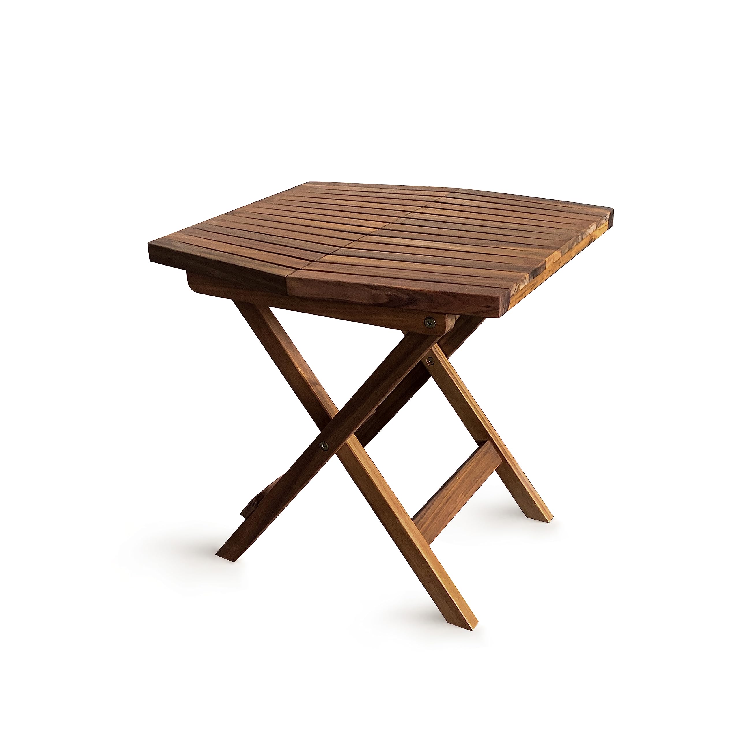 Acacia Wood Folding Table - Compact & Weather-Resistant Indoor/Outdoor Side Table - Perfect for Patio, Camping, and Small Space Living - Fully Assembled & Durable