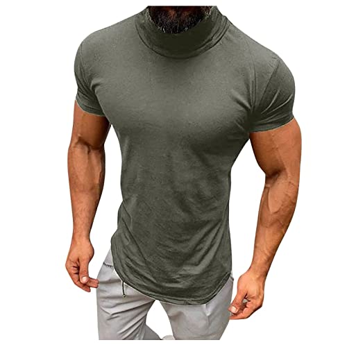 Big & Tall Men's Turtleneck Dress Shirts - Short Sleeve Solid Color Casual Top for Spring & Summer | Office Wear, Date Night, Business Casual Outfits