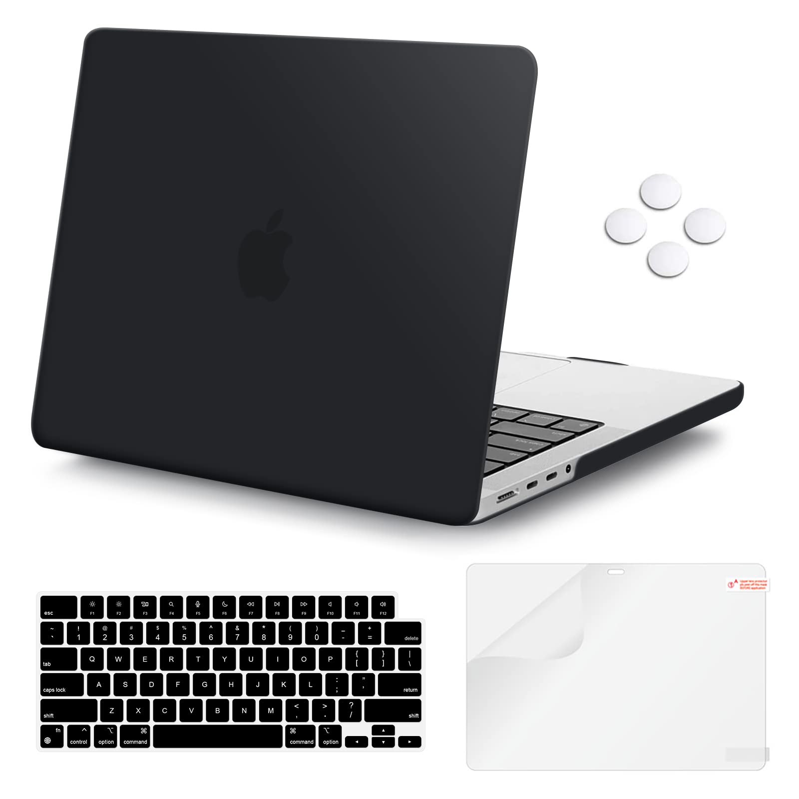 iCasso MacBook Pro 14 inch Case (2021-2023 Models) - Hard Shell Protective Cover with Keyboard Skin & Screen Protector for M1 Pro/Max & M2 Chip (A2779, A2442) - Perfect for Work, Travel & School - Black