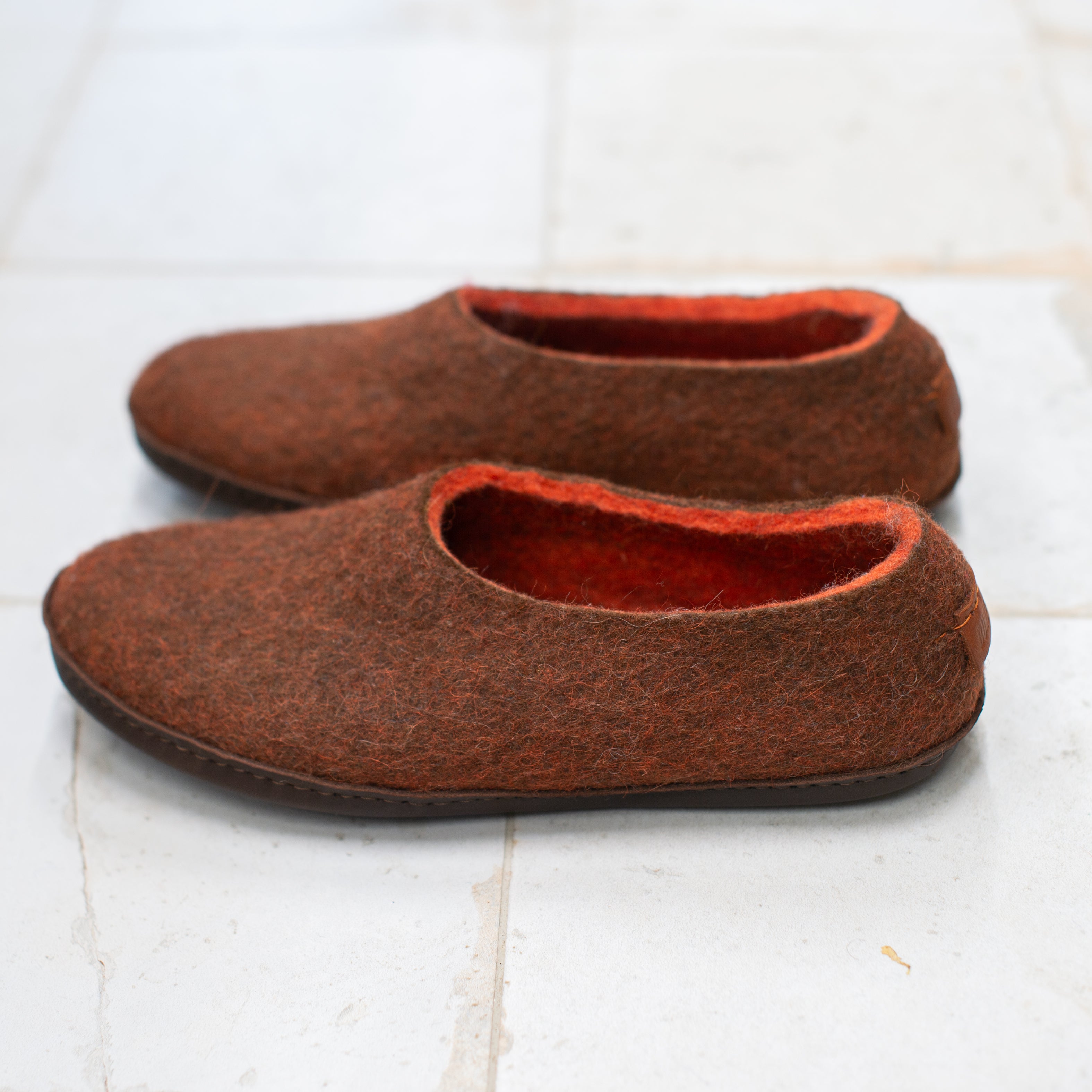 Cozy Women's Sheep & Alpaca Wool Slippers - Warm Winter House Shoes for Indoor Comfort (Brown/Orange) - Perfect for Relaxing at Home, Lounging & Cold Weather Wear