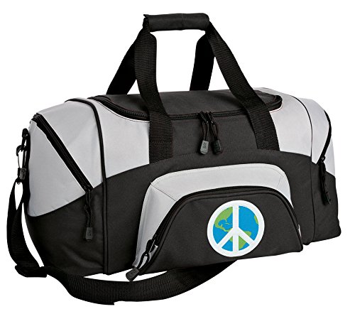 SMALL World Peace Duffel Bag - Waterproof Travel Duffel with Peace Sign Design, Gym Bag or Carry-On Suitcase for Workout, Yoga, Travel & Weekend Getaways