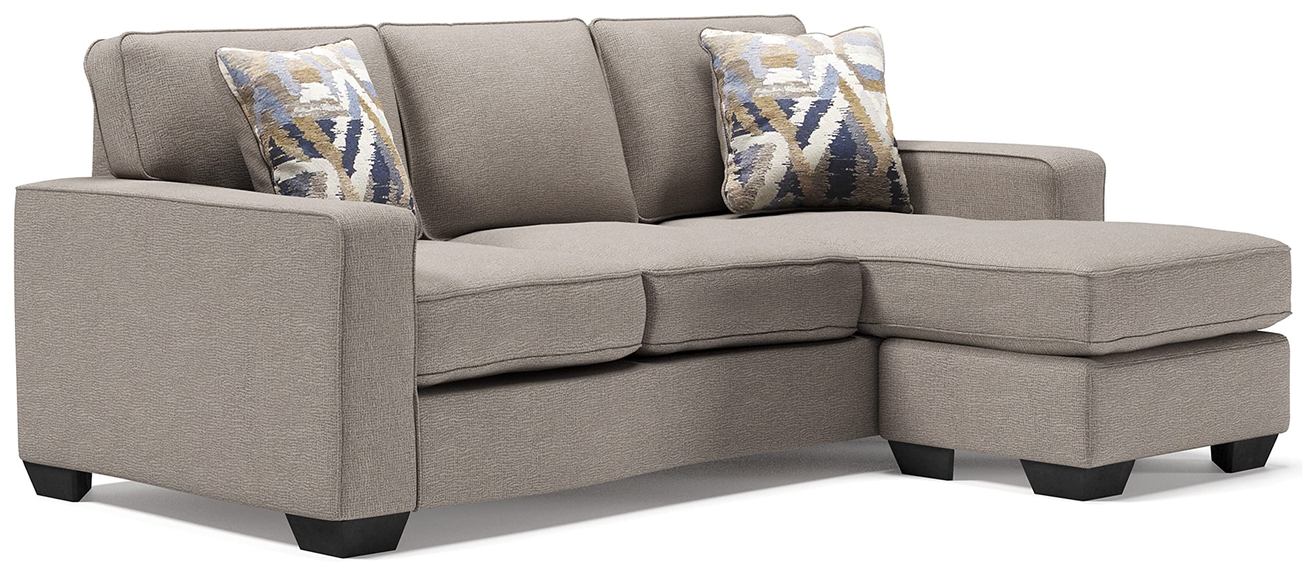 Signature Design by Ashley Greaves Modern Sectional Sofa with Convertible Chaise Lounge - Beige Fabric Upholstered Living Room Couch for Small Spaces & Apartment Decor