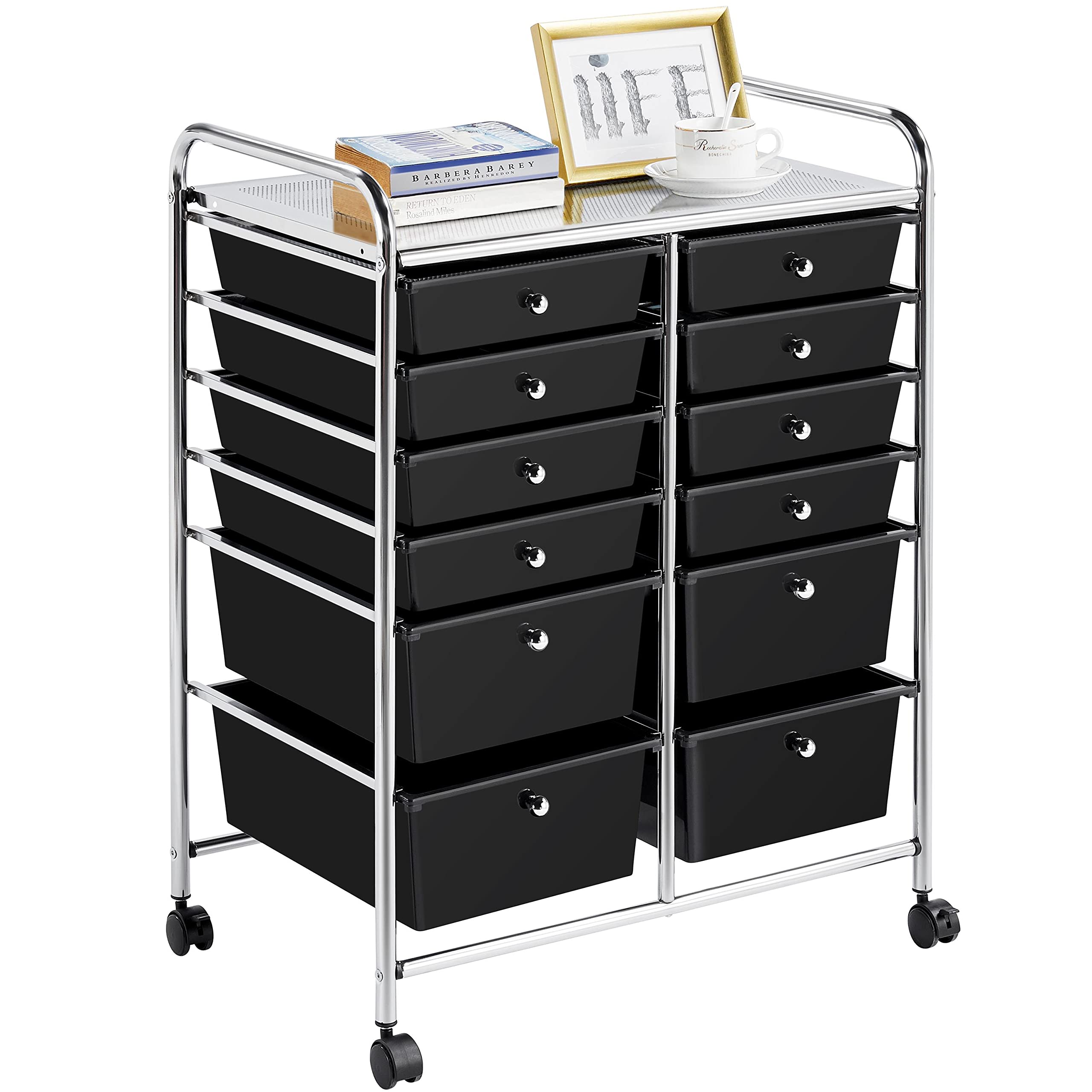 Yaheetech 12-Drawer Rolling Cart - Mobile Storage Organizer for Home & Office