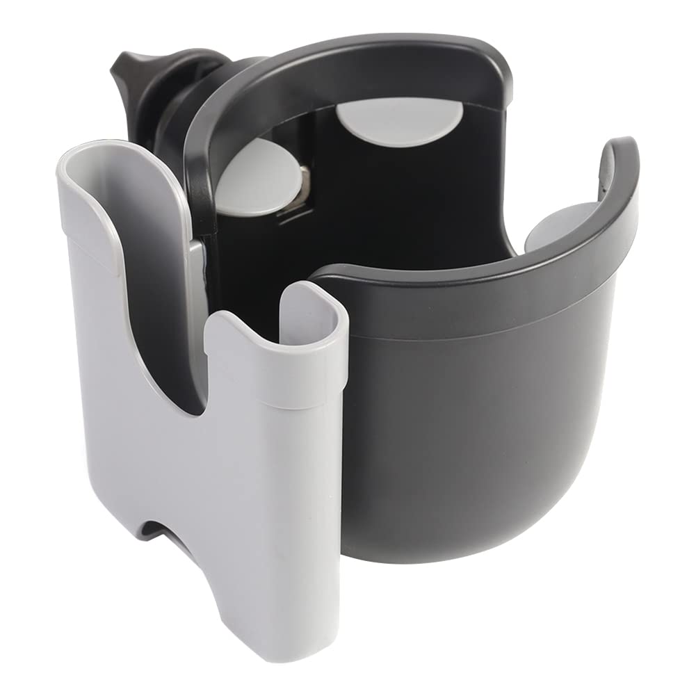 360° Rotating Universal Stroller Cup Holder & Phone Holder - Gray, Fits Baby Strollers, Wheelchairs & Walkers - Perfect for Outdoor Walks, Shopping & Travel Accessories