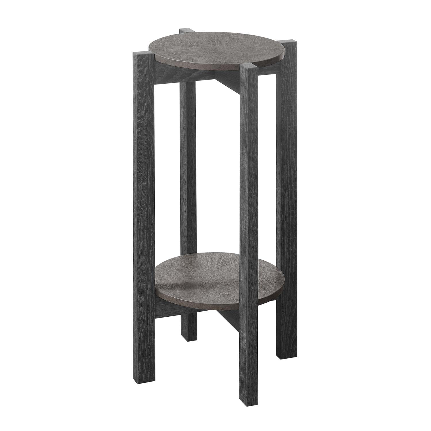 Convenience Concepts Newport Deluxe Plant Stand - Faux Cement & Weathered Gray Finish | Indoor/Outdoor Flower Pot Holder for Patio, Garden & Home Decor
