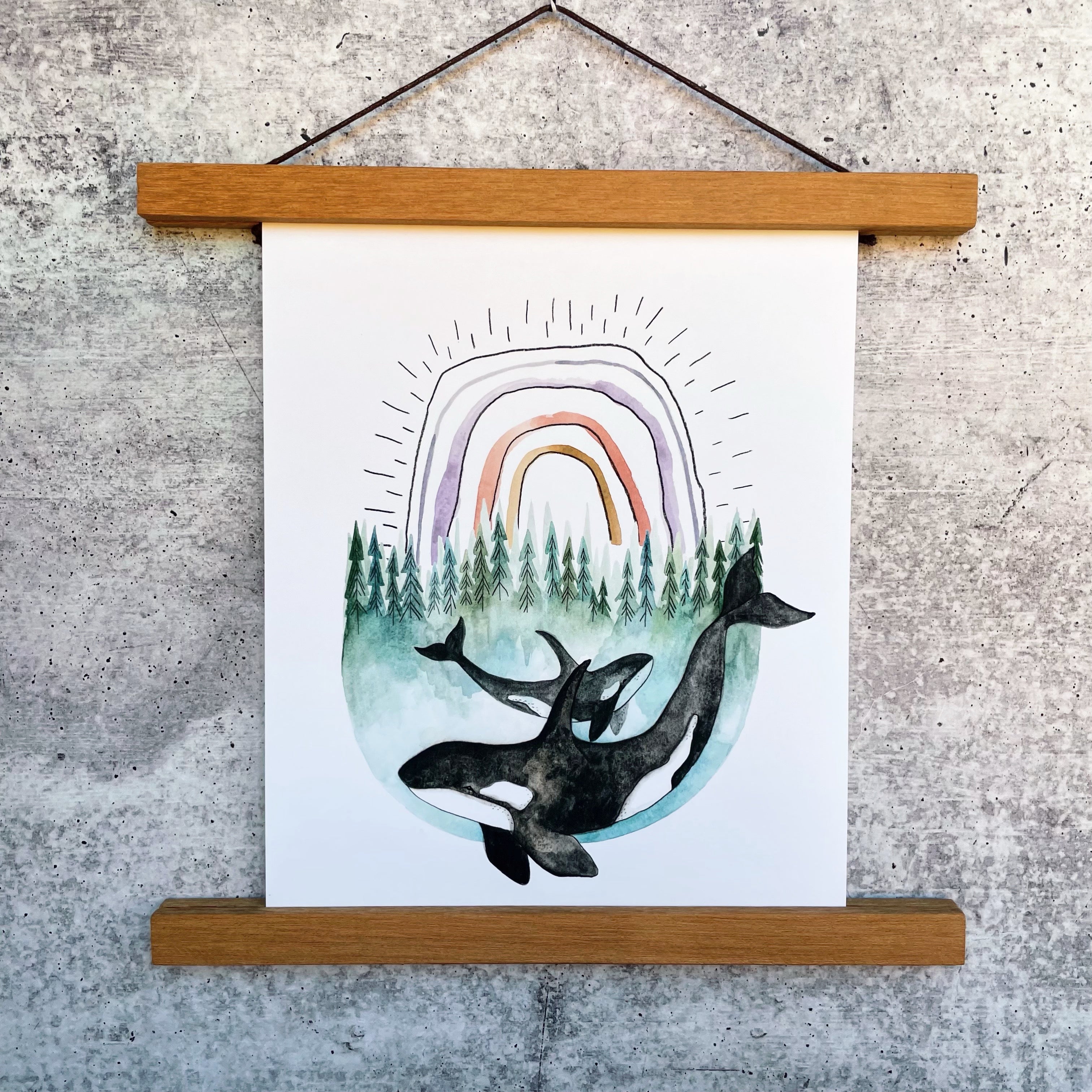 PNW Orcas Print - Stunning Killer Whale Artwork for Home & Office Decor | Perfect for Living Room, Bedroom, or Gift