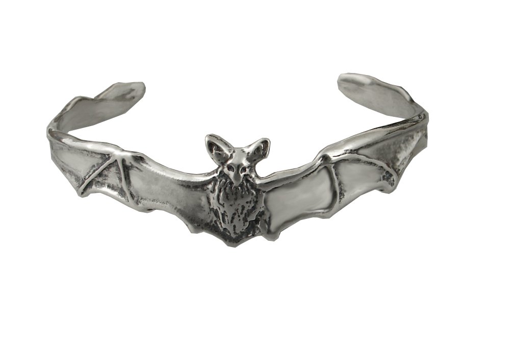 Sterling Silver Bat Cuff Bracelet for Women - Gothic Jewelry, Halloween Accessories, Unique Bat Wing Bangle - Perfect for Costume Parties, Dark Aesthetic Outfits & Vampire-Themed Events