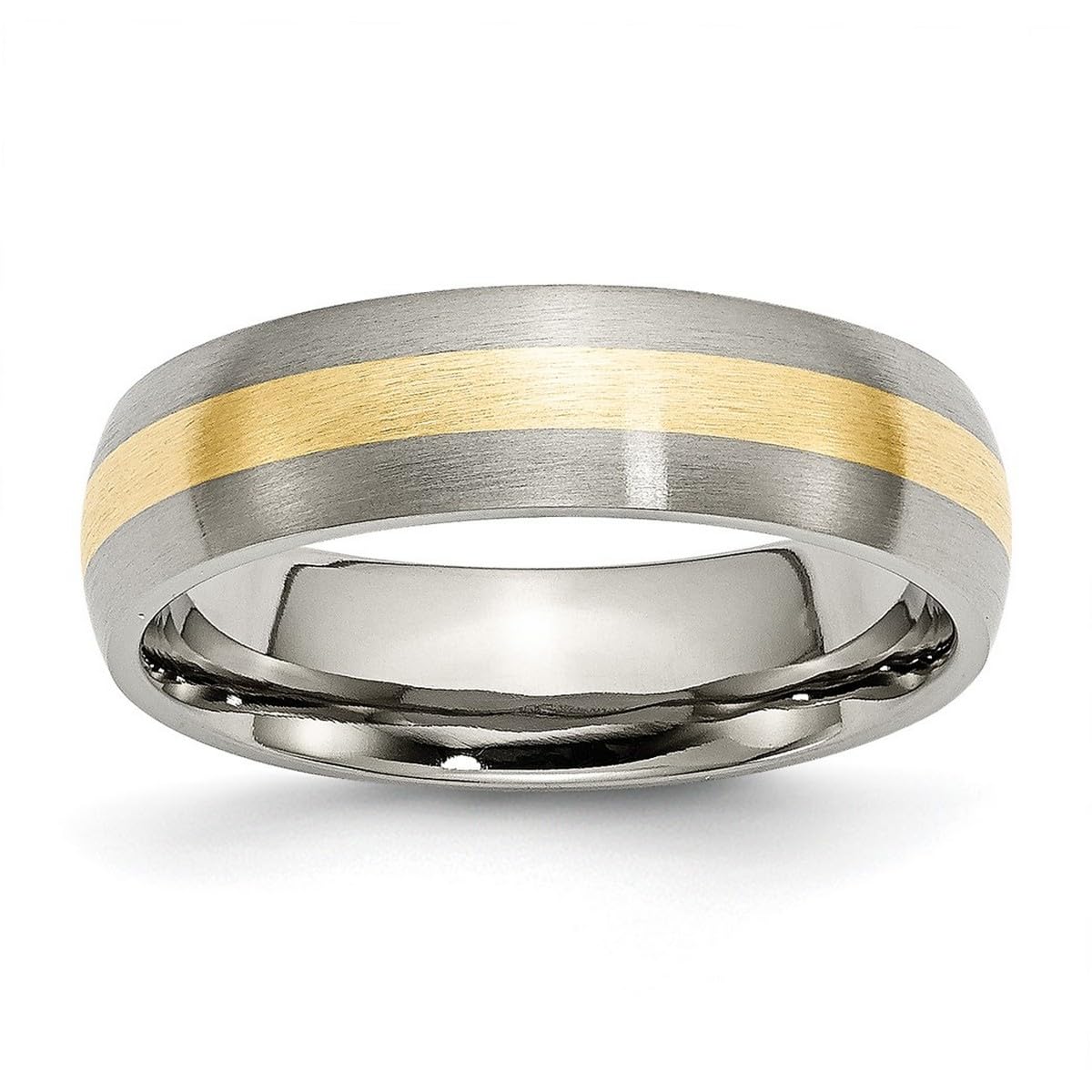 Titanium & 14k Gold Inlay Brushed Band Ring for Women & Men - Durable Wedding, Engagement & Fashion Jewelry - Size 4-13