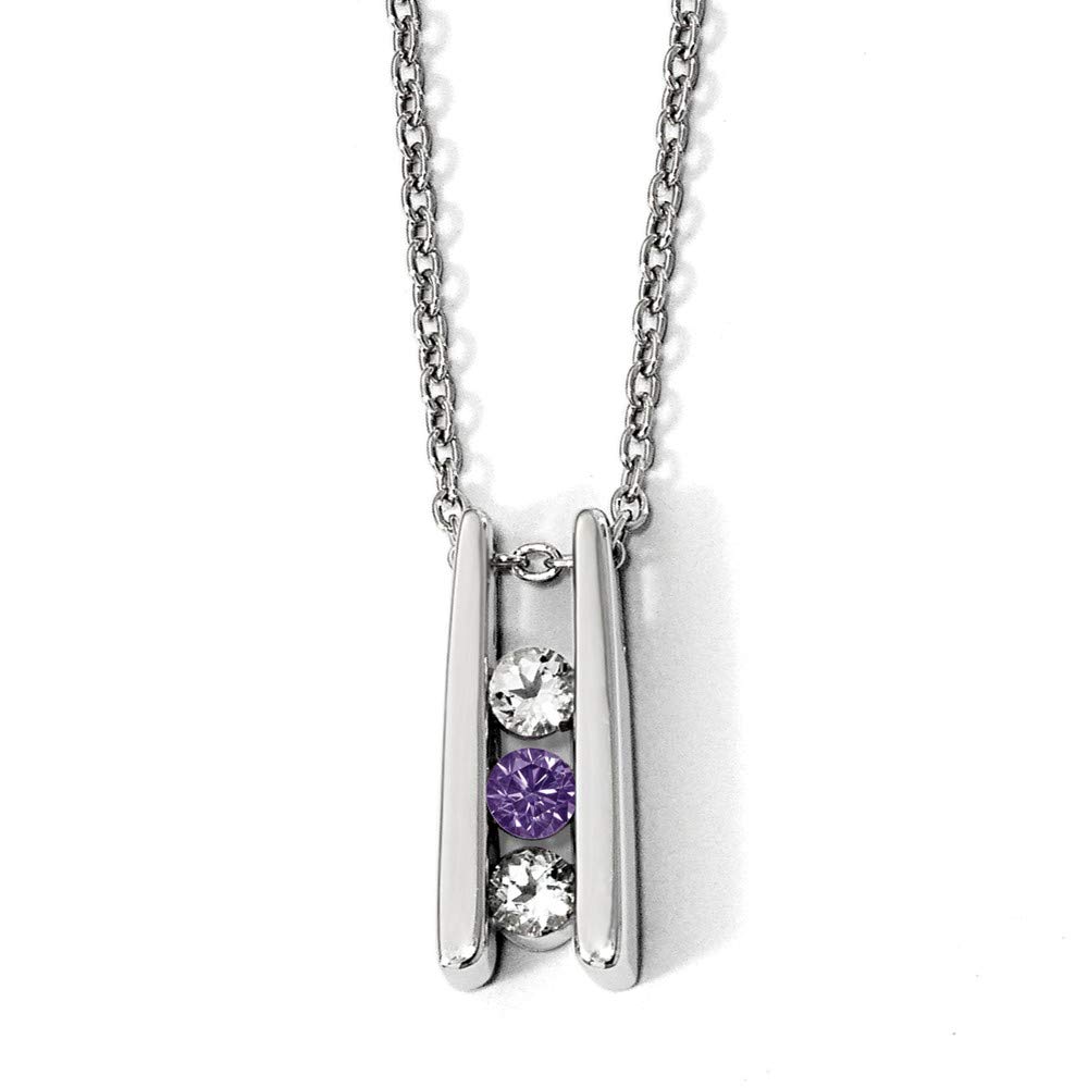 Sterling Silver Grateful Necklace for Women with Clear & Purple Topaz - Perfect for Gifts, Anniversaries & Everyday Elegance
