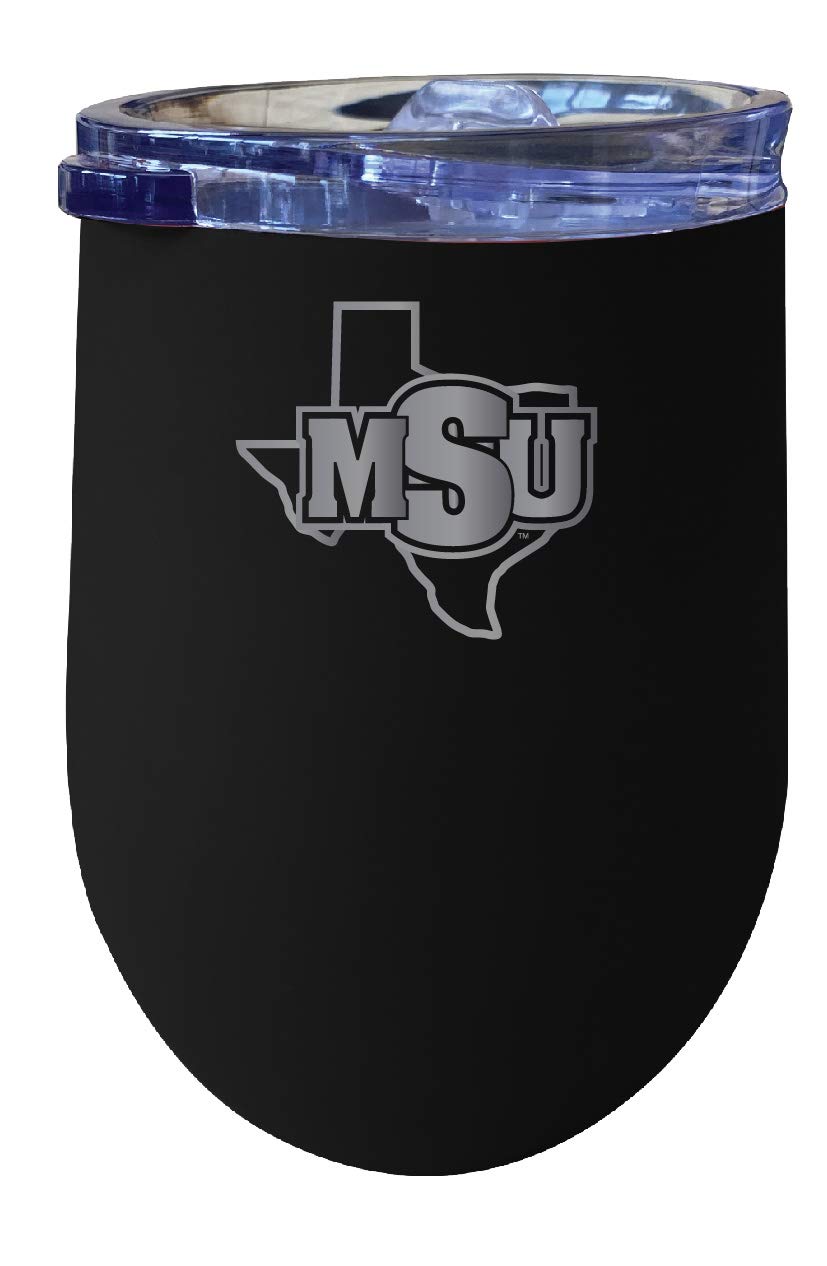 Official Midwestern State University Mustangs 12oz Insulated Stainless Steel Wine Tumblers 2-Pack - Black Etched Design, Officially Licensed Collegiate Drinkware - Perfect for Tailgating, Game Days & Alumni Gifts