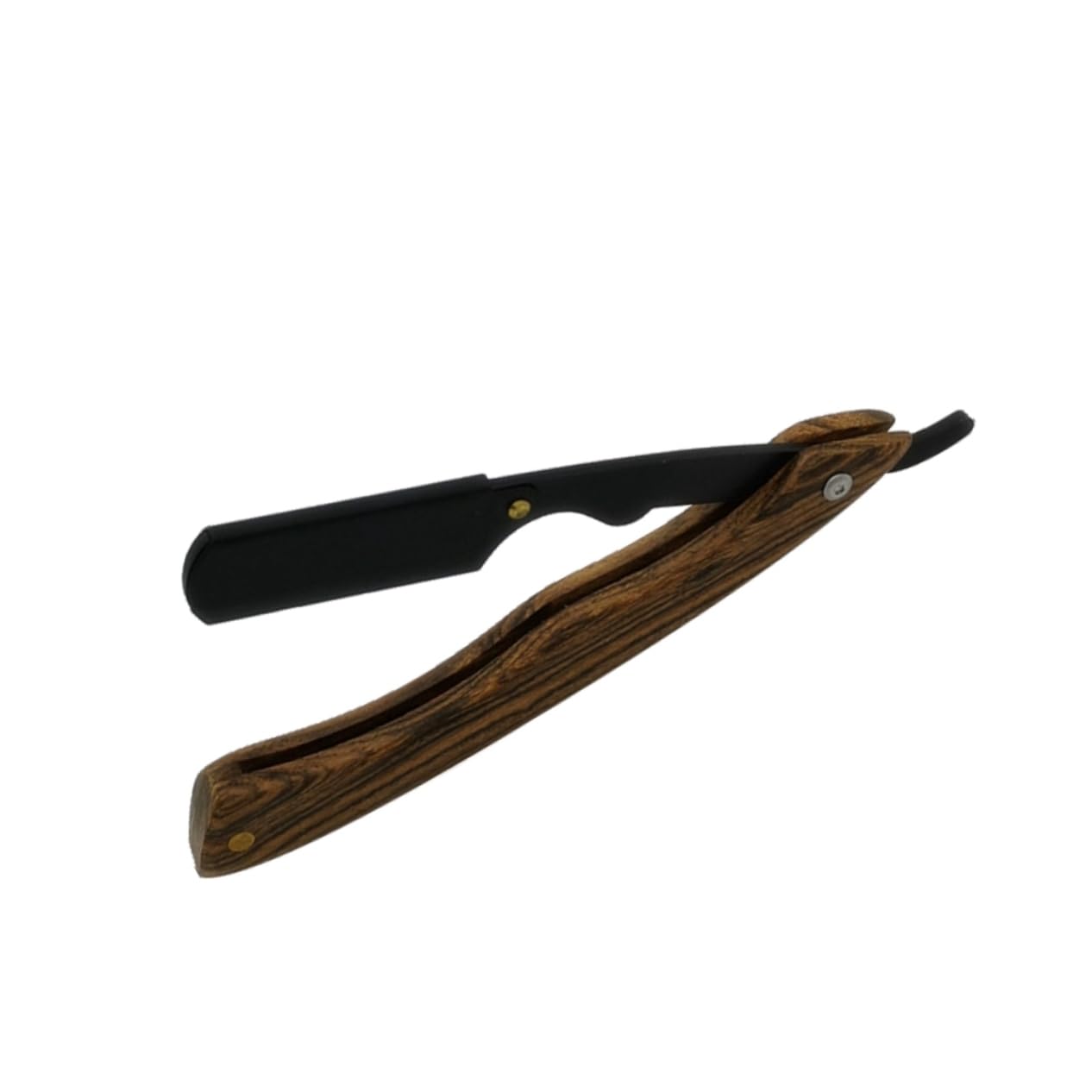Premium Barber Razor with Wooden Handle & Black Metal Shaver - Professional Men's Safety Razor for Beard, Sideburns & Short Fine Hair - Perfect for Home Grooming & Barber Shop Use