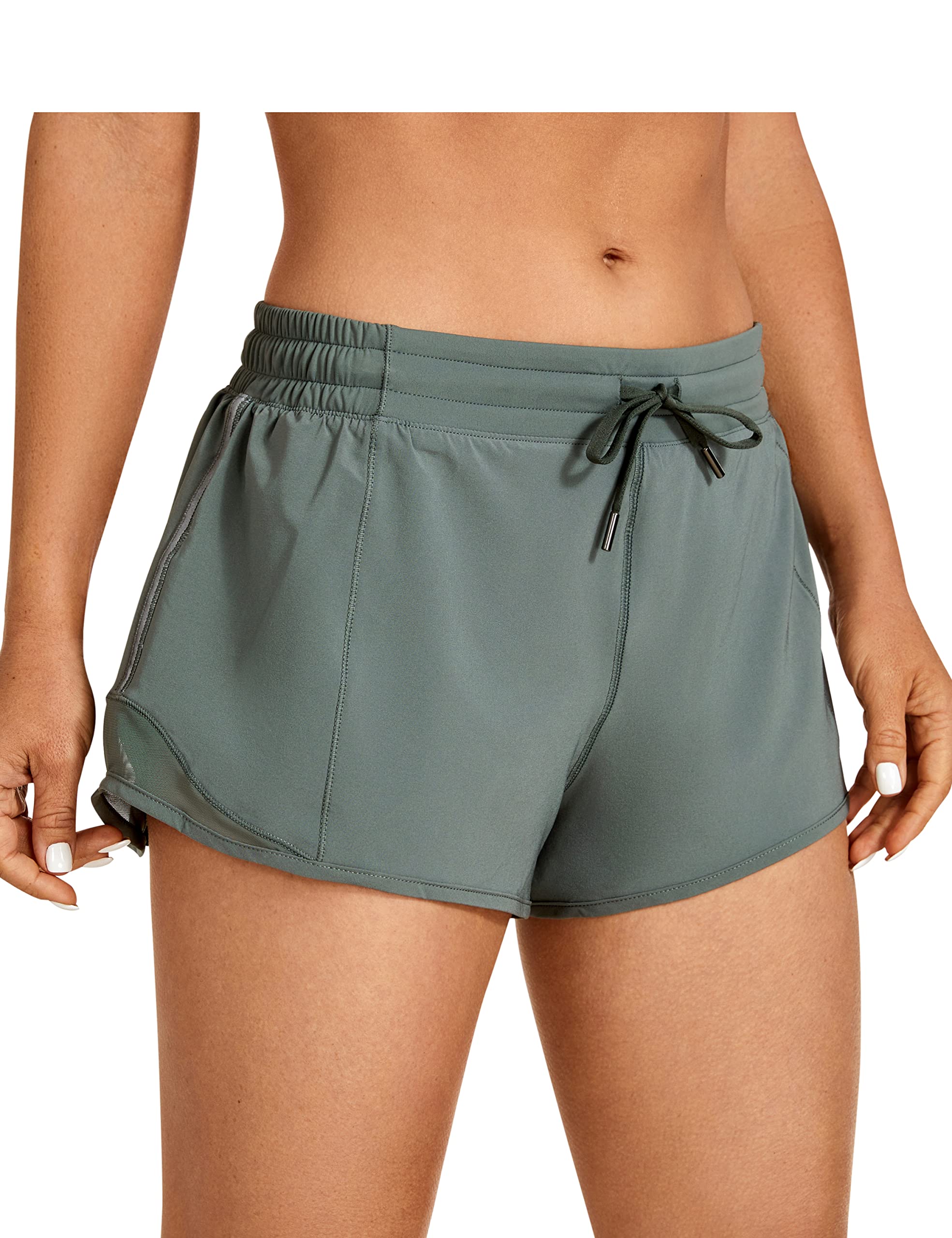 CRZ YOGA Women's High Waist Running Shorts with Pockets - 2.5