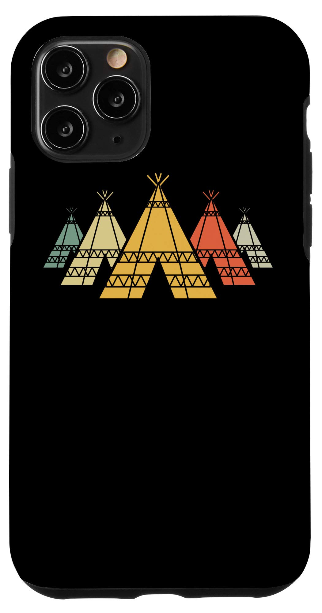 iPhone 11 Pro Case with Retro Native American Teepee Design - Durable Protective Phone Cover for Travel, Camping & Outdoor Adventures