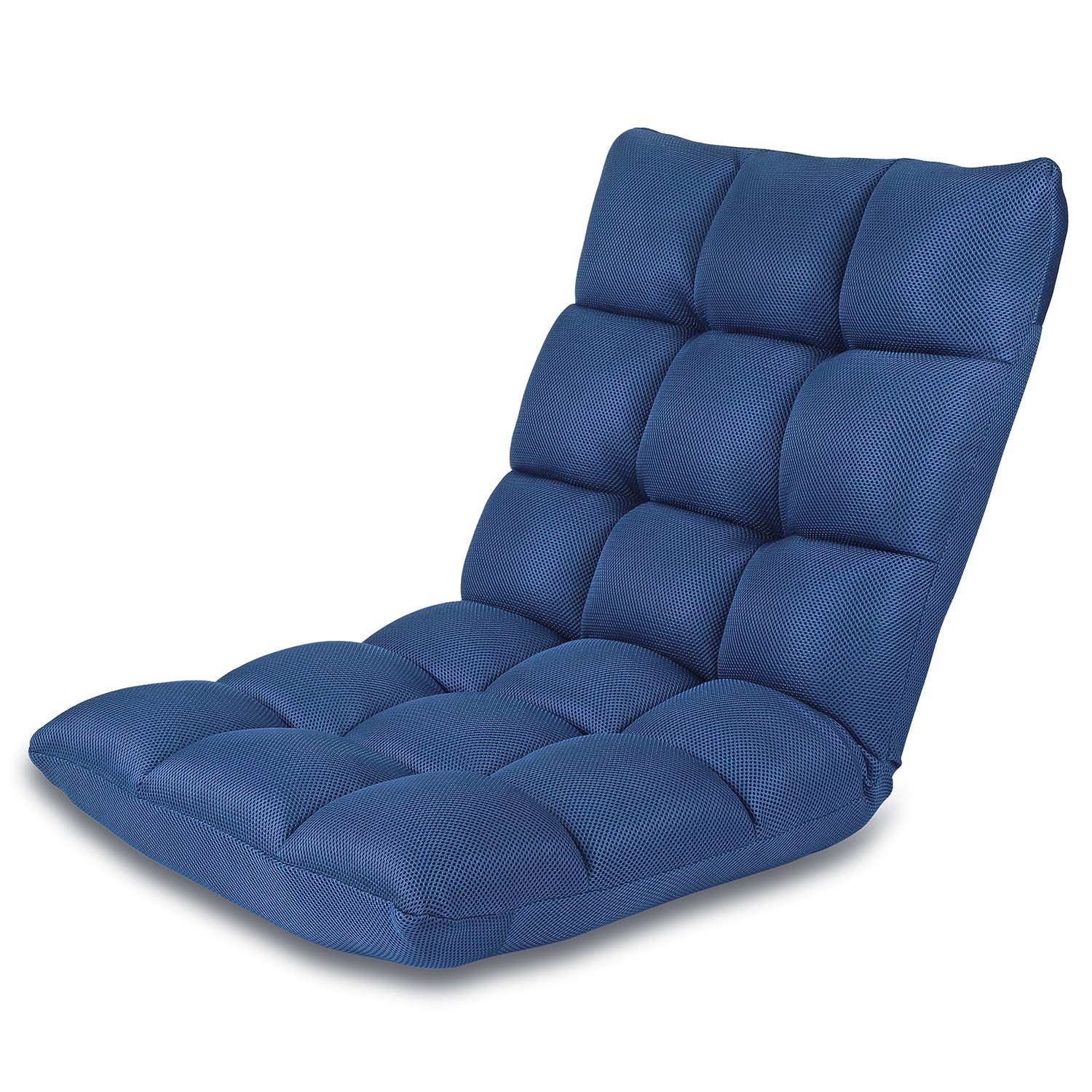 Adjustable Floor Chair with 5 Reclining Angles - Padded Back Support & Foldable Design for Meditation, Reading, Gaming - Comfortable Floor Seat for Adults & Kids (Navy Blue) | Perfect for Yoga, Living Room Lounging & Small Space Sitting
