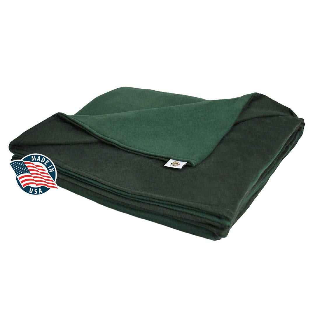 9lb Medium Weighted Blanket for Adults - Forest Green Fleece & Flannel (58'' x 41'') - Made in USA - Anxiety Relief & Better Sleep - Perfect for Stress Relief, Insomnia, and Relaxation at Home or Travel