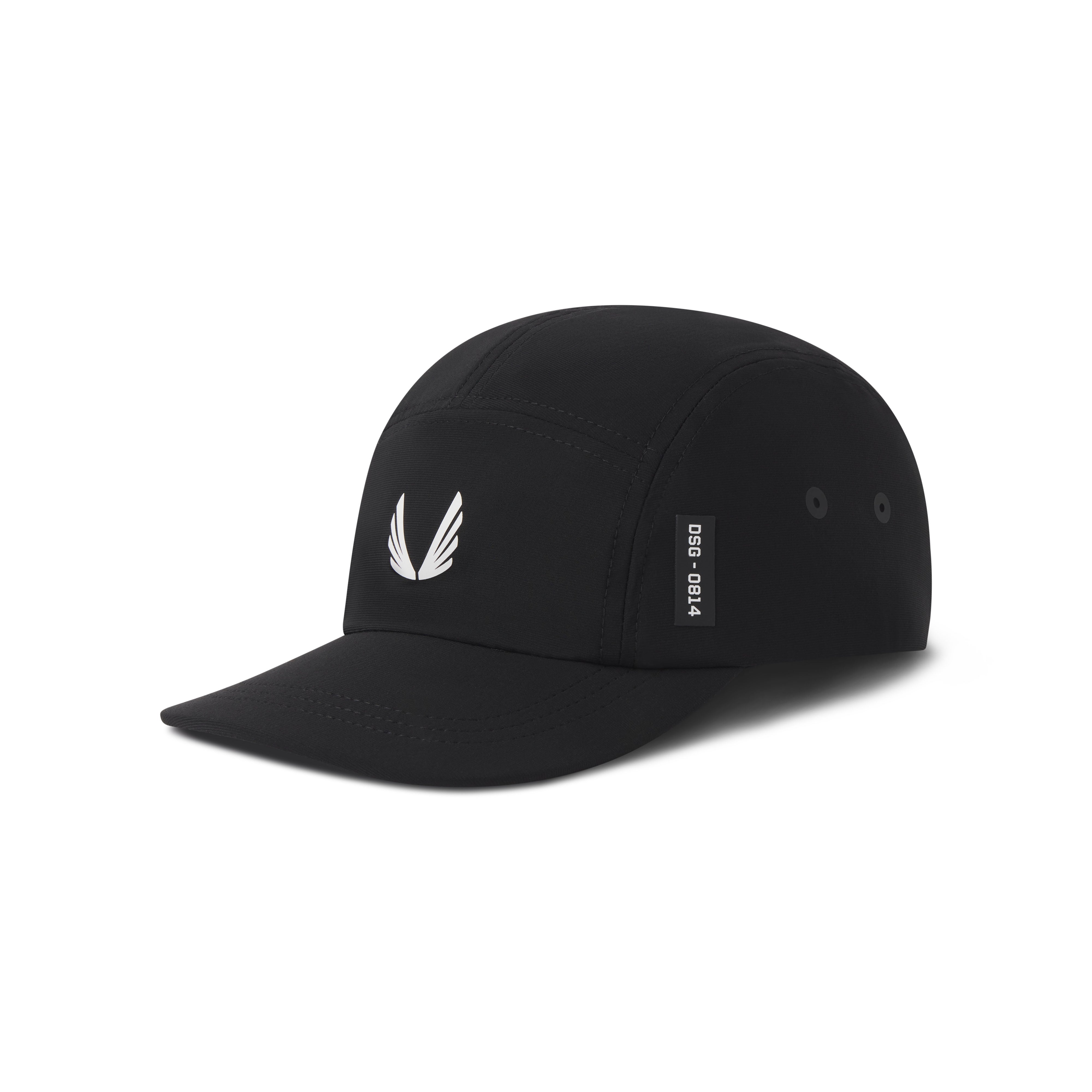 Tetra Lite® 5 Panel Run Cap - Black/White Wings - Lightweight Running Hat for Men & Women - Perfect for Jogging, Hiking & Outdoor Activities