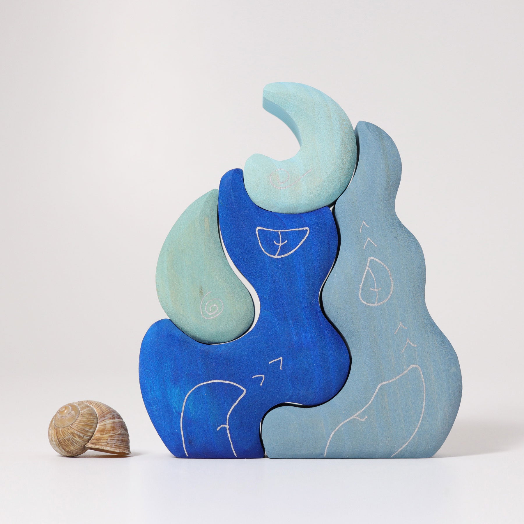 Grimm's Casa Luna Wooden Stacking Toy - Montessori Educational Blocks for Kids - Perfect for Home Learning & Playroom Activities