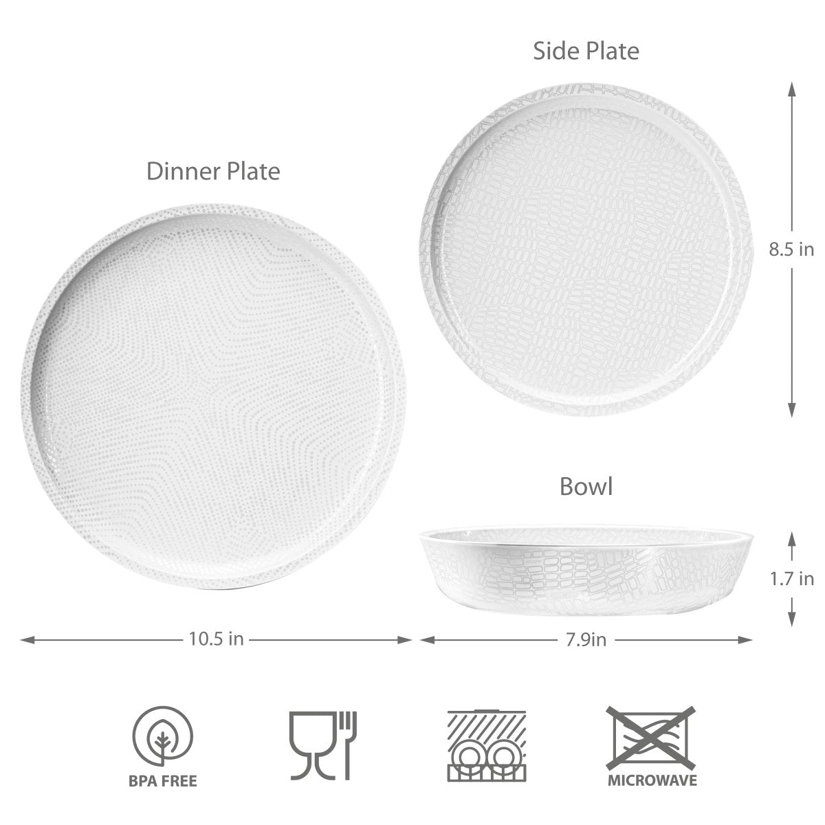 12-Piece White Melamine Dinnerware Set - Durable Plates & Bowls for Outdoor Dining, Picnics, and Camping - Shatterproof Dishware for Restaurants, Parties, and RV Travel