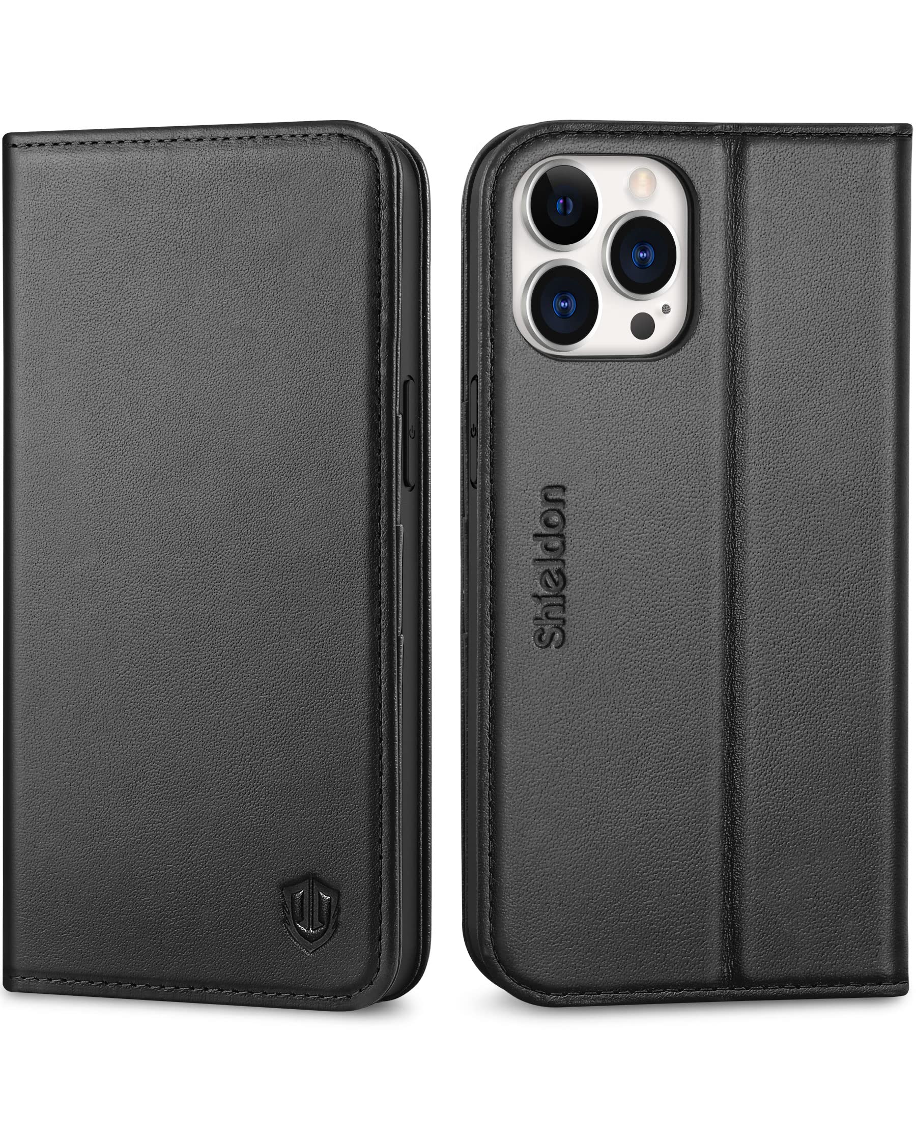 SHIELDON Genuine Leather Magnetic Wallet Case for iPhone 12 Pro Max (6.7