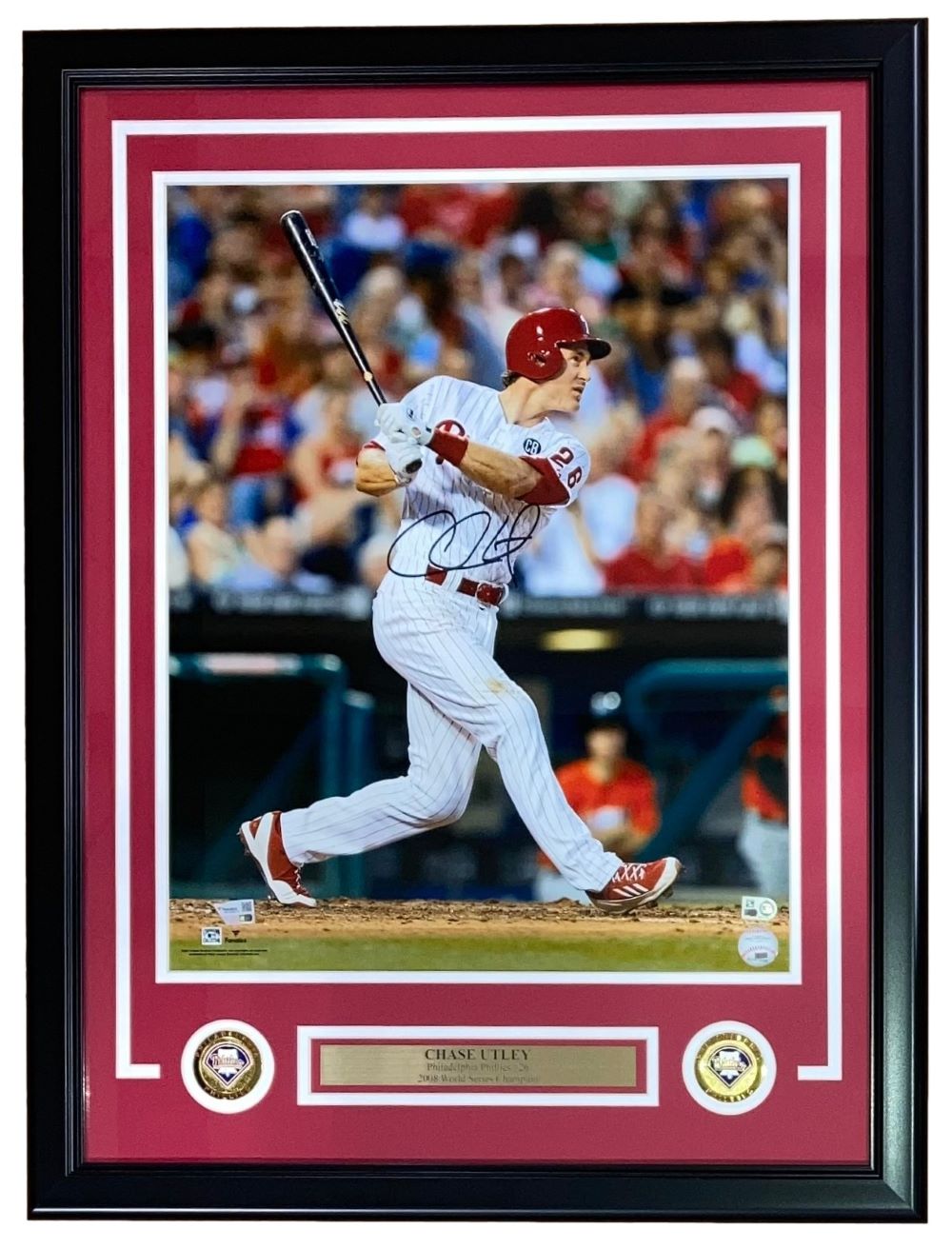 Chase Utley Autographed Framed 16x20 Philadelphia Phillies Photo - Limited Edition Collectible for Baseball Fans & Memorabilia Enthusiasts - Perfect for Home, Office, or Man Cave Decor