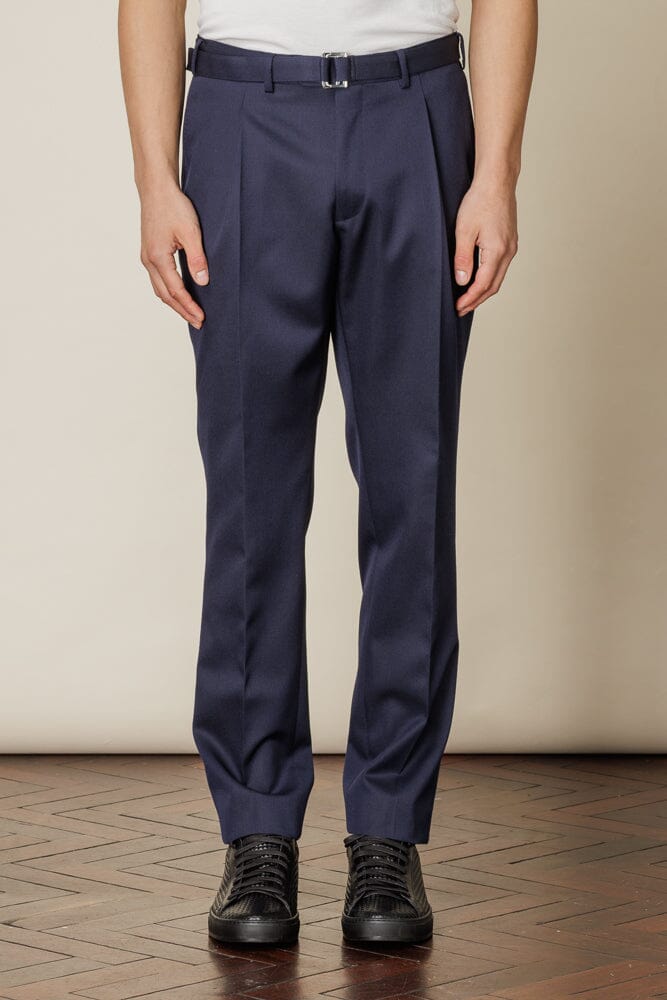 Premium Navy Wool Gabardine Cali Trousers for Men & Women - Comfortable Office Pants, Business Casual Wear & Travel Outfits