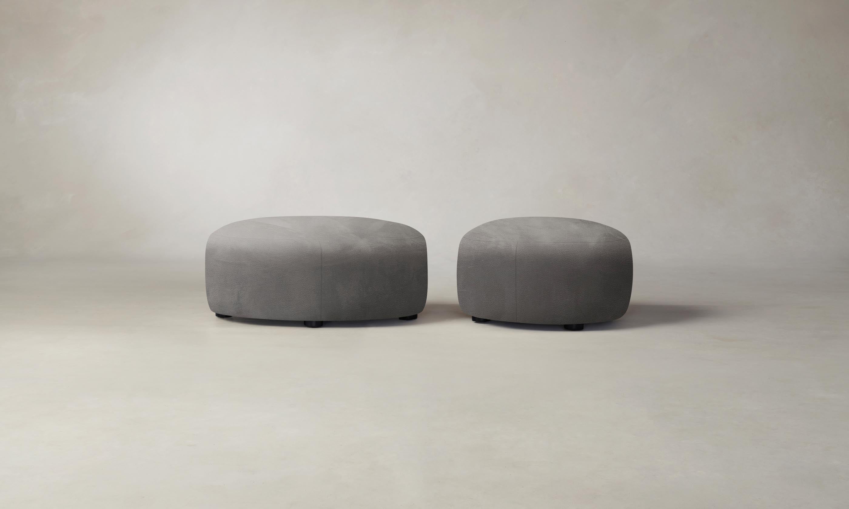 Premium Nubuck Leather Chelsea Ottoman in Asphalt Gray - Modern Footrest & Storage Bench for Living Room, Bedroom, or Office