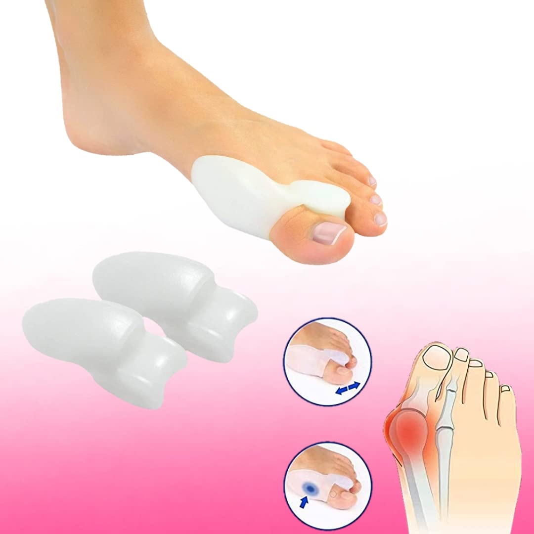 FLETIX Silicone Toe Separators for Bunion Relief - Soft Gel Toe Spacers & Protectors - Hallux Valgus Correctors & Orthopedic Braces - White Pair (Set of 1) - Perfect for Yoga, Running & Post-Surgery Recovery