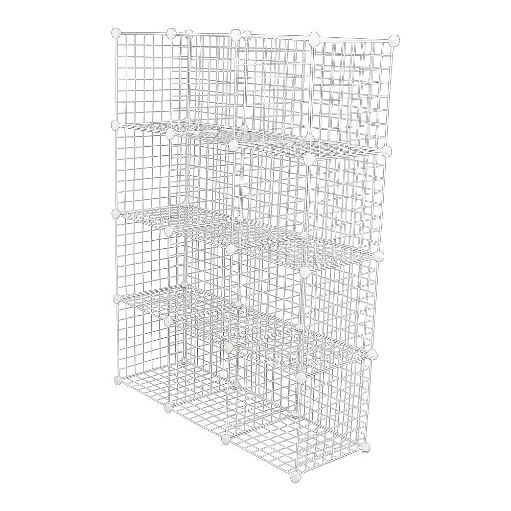 12 Cube Wire Grid Organizer Bookcase - White Storage Cabinet for Wardrobe, Closet & Home Organization | Perfect for Bedroom, Office & Living Room Storage Solutions