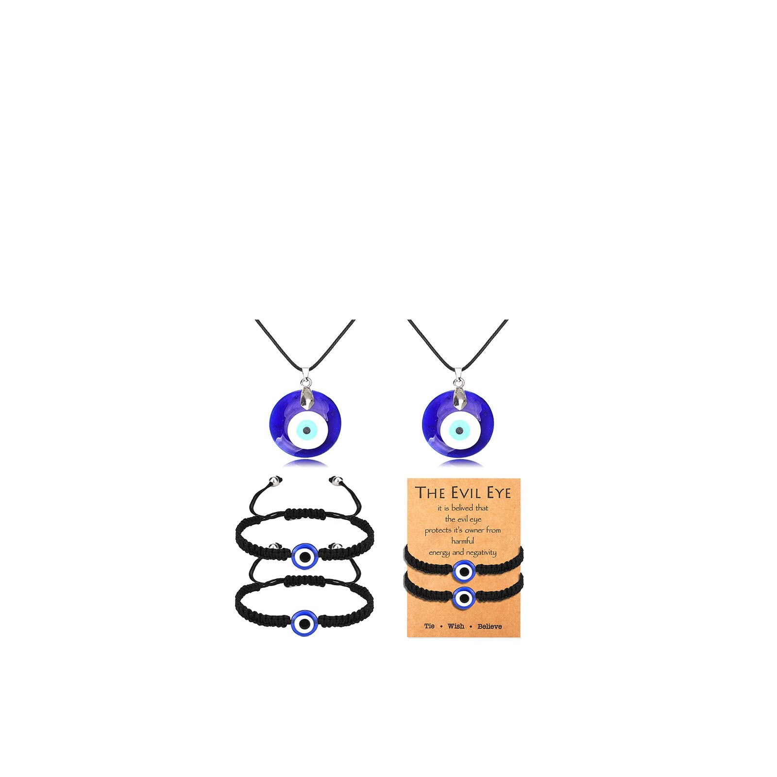 Evil Eye Necklace for Women & Men - Blue Glass Pendant with Leather Rope - Turkish Lucky Protection Amulet - Perfect for Everyday Wear, Gifts & Spiritual Jewelry Collection