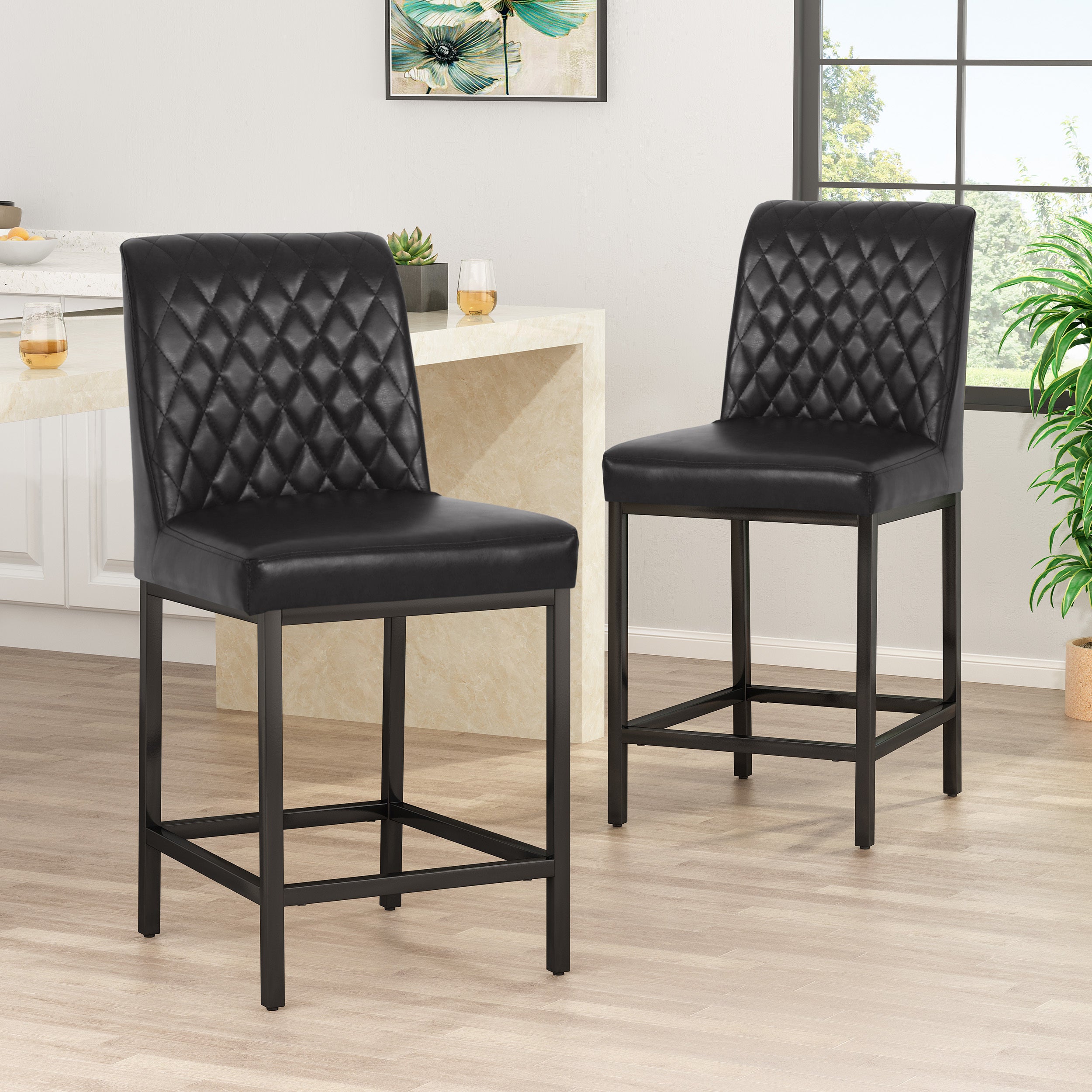 Modern Counter Height Bar Stools Set of 2 - 24