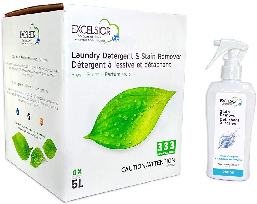 Excelsior SOAP5STAU 1 Liter Laundry Detergent with Powerful Stain Remover | Fresh Scent | For Clothes, Bedding & Towels | Gentle Yet Effective Cleaning