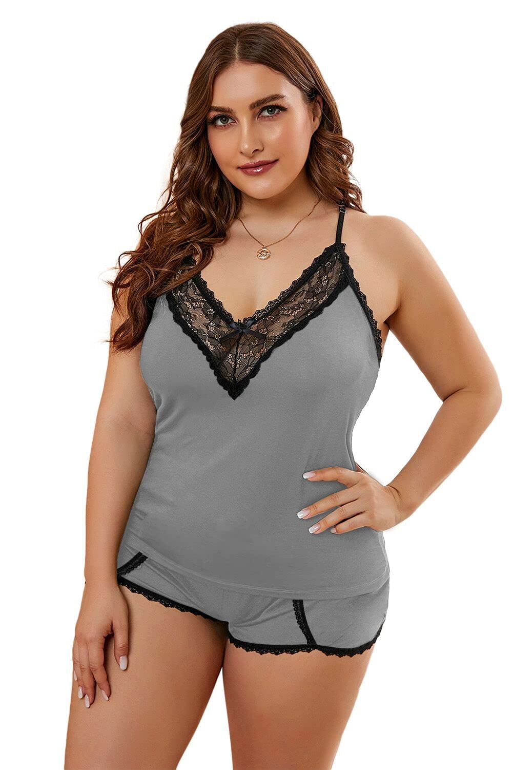 BLMFAION Women's Sexy Plus Size Cami & Shorts Pajama Set - Soft Lounge Sleepwear for Women Sizes L-5X - Comfortable Nightwear for Sleep, Relaxation & Home Wear