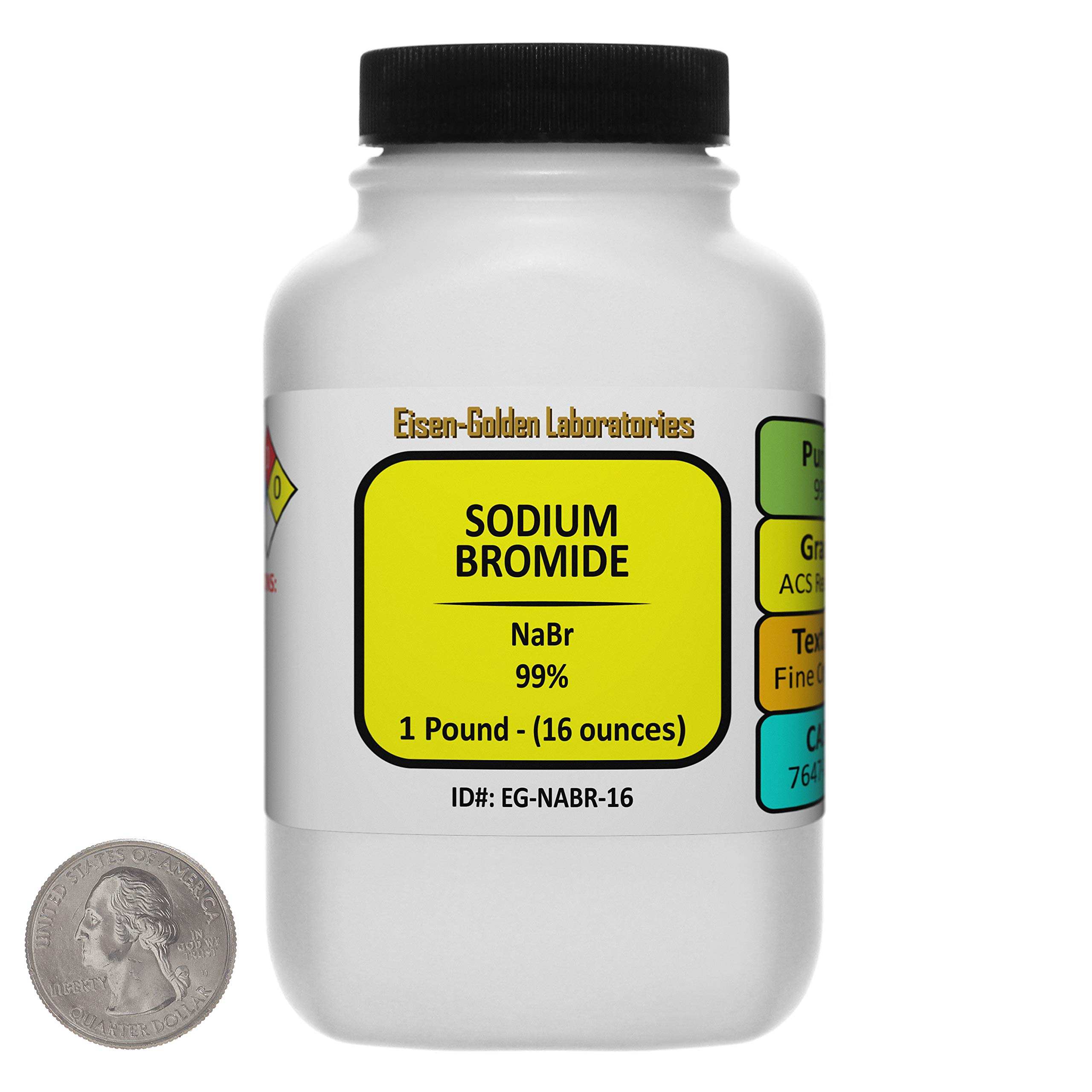 Sodium Bromide 99% ACS Grade 1lb Bottle for Lab & Water Treatment