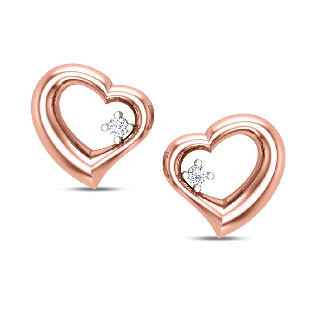 18K/14K White/Yellow Gold IGI Certified 0.02 Ct Diamond Heart Stud Earrings for Women - I-J Color, I1-I2 Clarity - Perfect Valentine's Day Gift, Anniversary Present & Everyday Elegant Jewelry