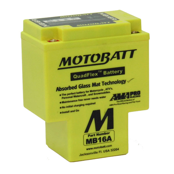 Motobatt MB16A Motorcycle Battery - High Performance AGM Powersports Battery for Harley, Honda, Kawasaki - Perfect for Touring, Cruising & Off-Road Adventures