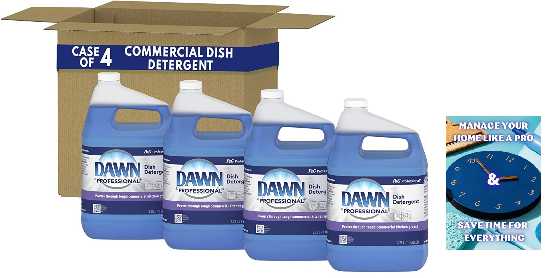 P&G Professional Dawn Manual Pot and Pan Detergent, 1 Gallon (Pack of 4) – Heavy-Duty Dish Soap for Restaurants & Commercial Kitchens + Free E-Book 