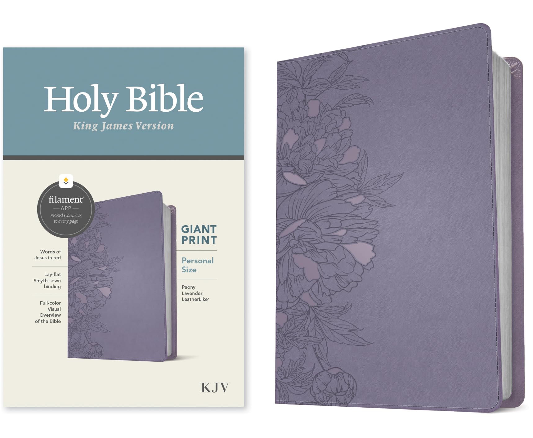 KJV Giant Print Bible - LeatherLike Peony Lavender - Red Letter Edition for Daily Devotion & Worship