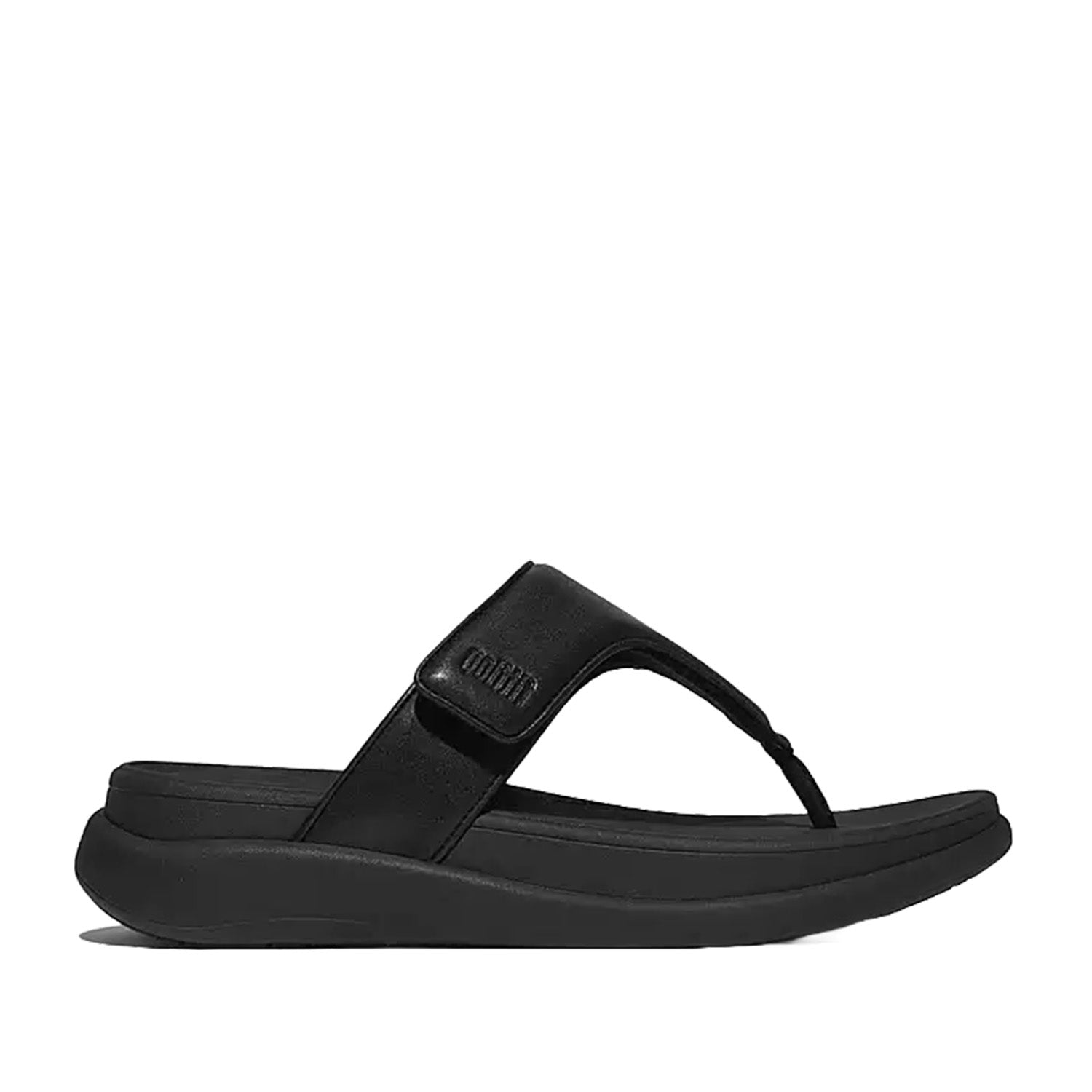 Fitflop Women's F Mode Go Adjustable Toe Post Sandal - All Black | Comfortable Walking Sandals for Women | Perfect for Beach, Vacation & Everyday Wear