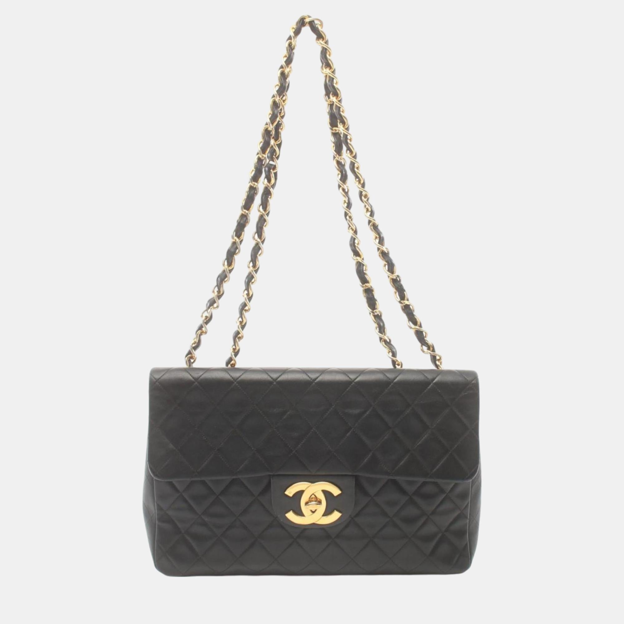 Luxury Black Lambskin Deca Matelasse 34 Shoulder Bag for Women - Elegant Crossbody Purse with Gold Hardware | Perfect for Work, Travel & Evening Events